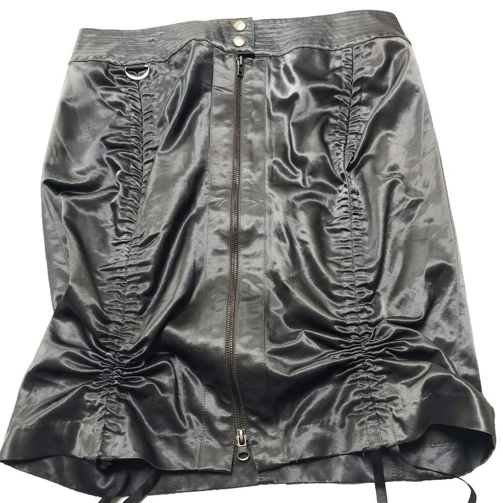 Vintage Y2K Bebe Skirt Womens 10 Metallic Ruched Rave Club Disco McBling Party - Picture 1 of 16